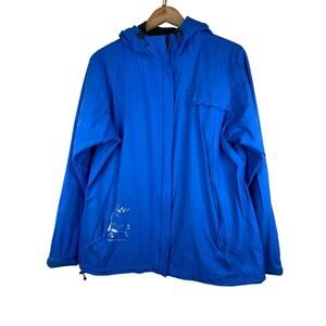 Paradox Women's L Blue Nylon Mesh Lined Hooded Full Zip Windbreaker Jacket *